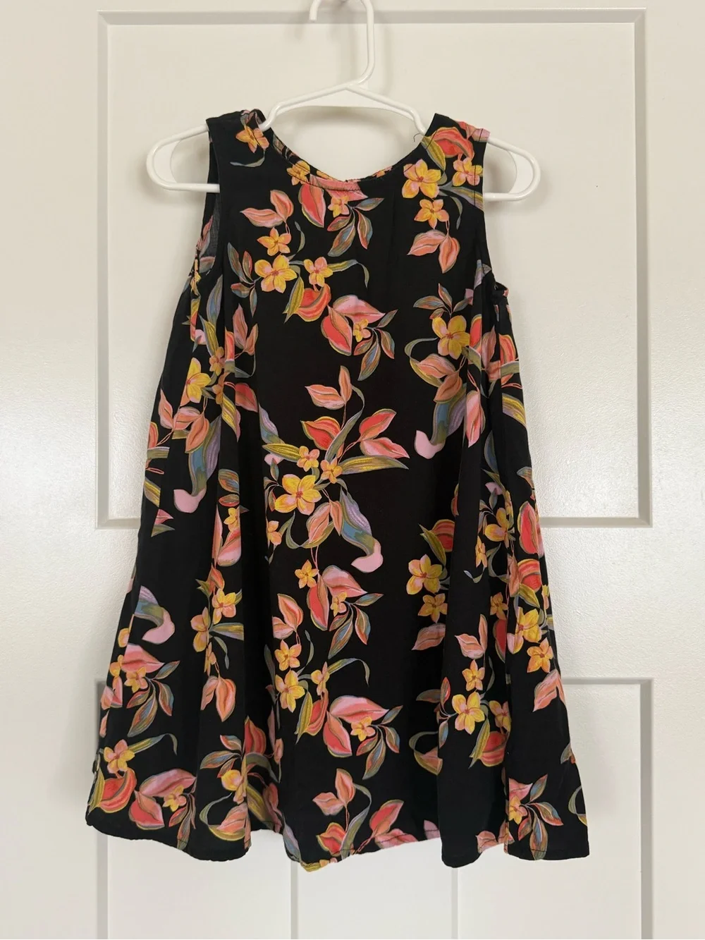 Old Navy Girls 4T Black Tropical Floral Sleeveless Swing Dress